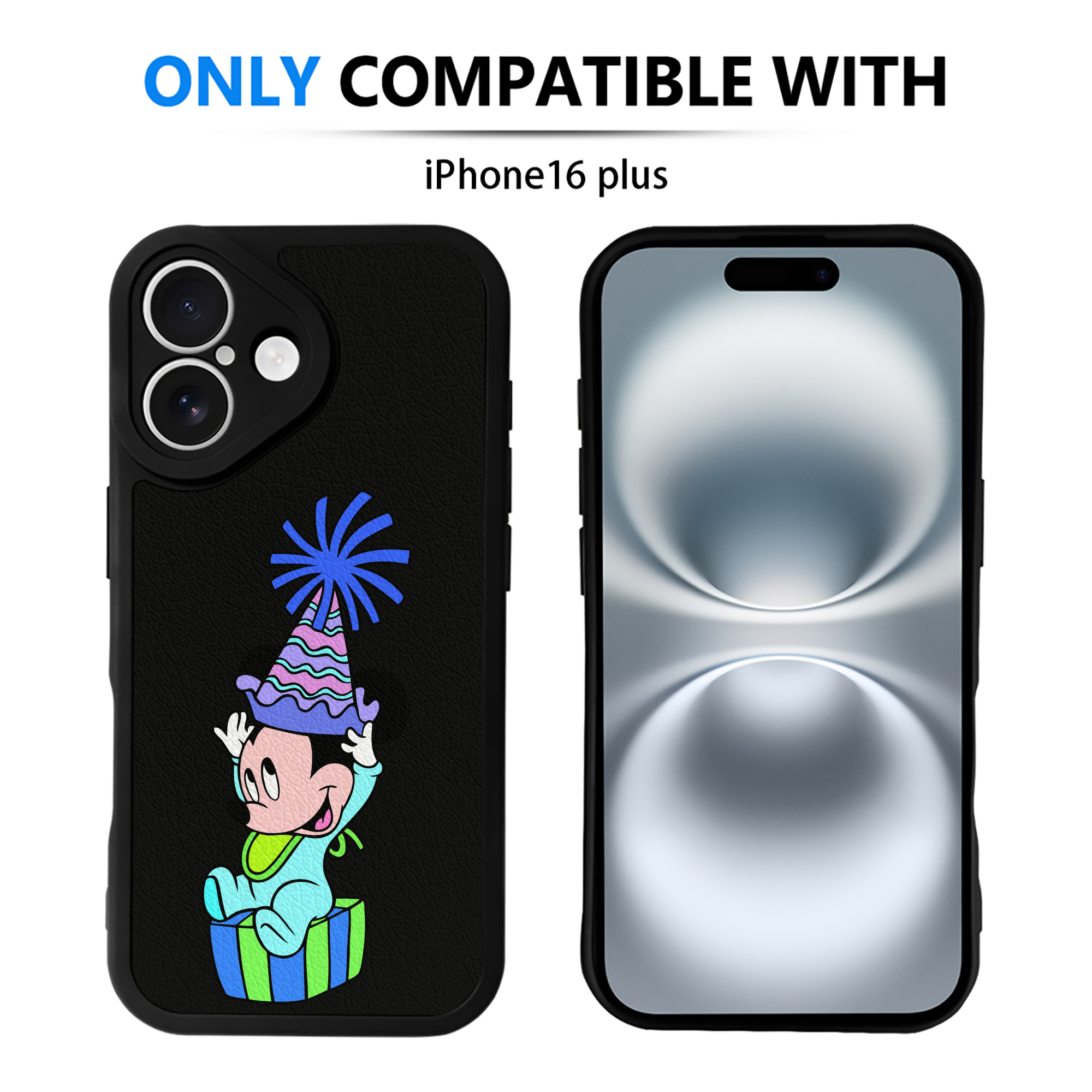 （画像用） ミッキーマウス Mickey Mouse 【iPhone 16シリーズ対応】シリコンスマホケース（レザー調） 材質：シリコン
